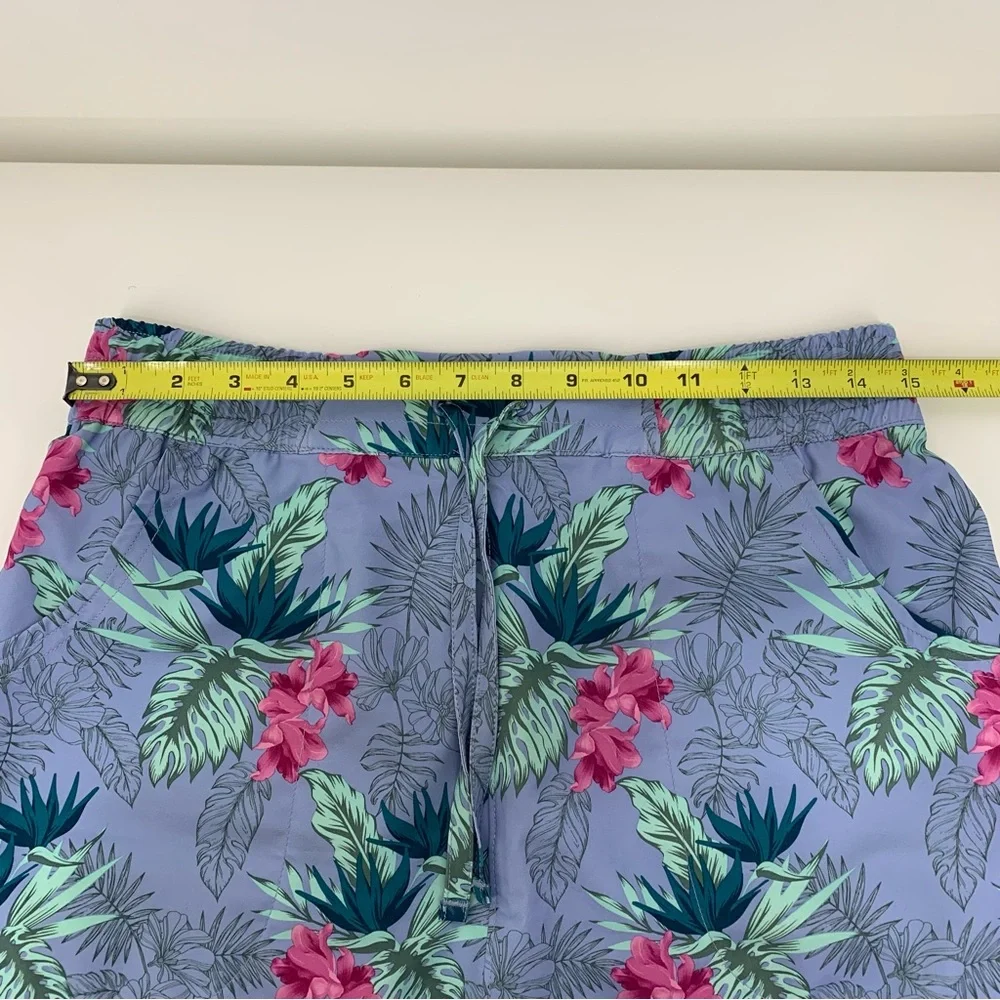 Duluth Trading Co Blue Green & Pink Tropical Palm Pull On Swim Skirt Cover Up